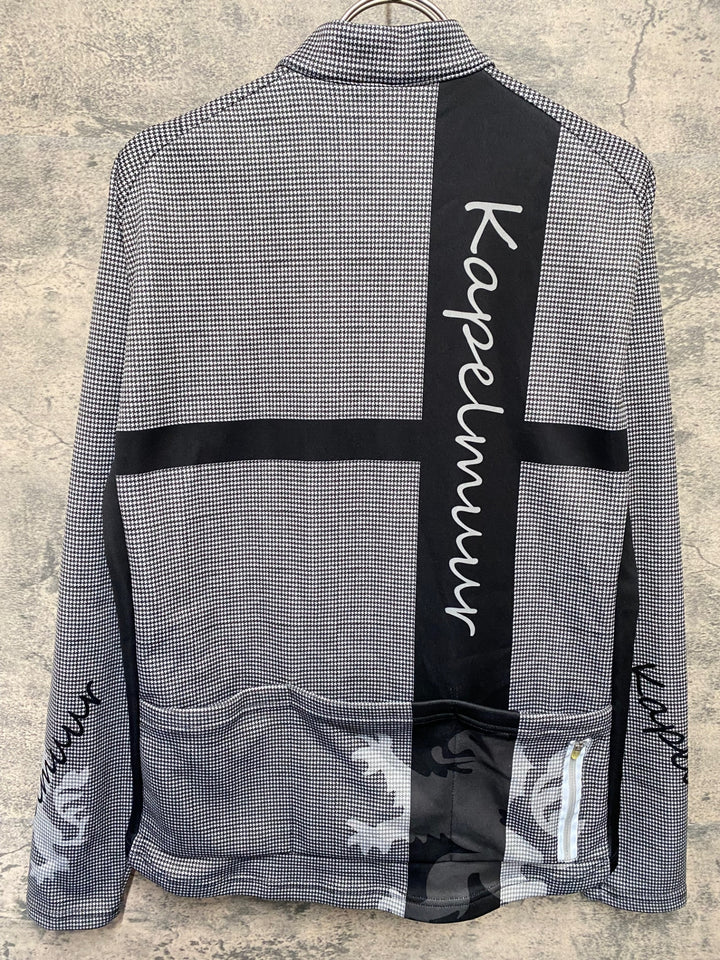 KB764 カペルミュール KAPELMUUR 長袖 サイクルジャージ 白 黒 L 裏起毛 ※背面ポケットほつれ