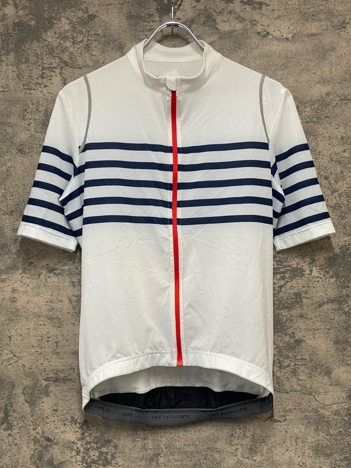 JY652 カフェドシクリステ CAFE DU CYCLISTE AUDAX Mona Man 半袖 サイクルジャージ 白 ボーダー L