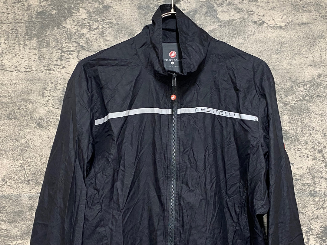 KF201 カステリ CASTELLI 長袖 ウィンドブレーカー 黒 L ※反射材劣化