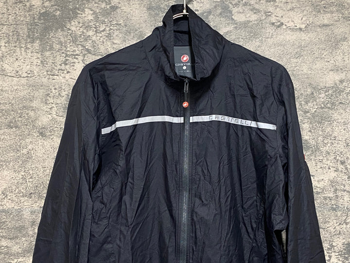 KF201 カステリ CASTELLI 長袖 ウィンドブレーカー 黒 L ※反射材劣化