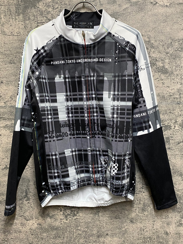 JR924 パンダーニ PANDANI 長袖 サイクルジャケット 黒 白 チェック M 裏起毛