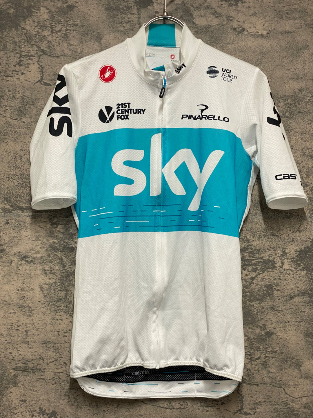 KG336 カステリ CASTELLI 半袖 サイクルジャージ 白 水色 S TEAM Sky