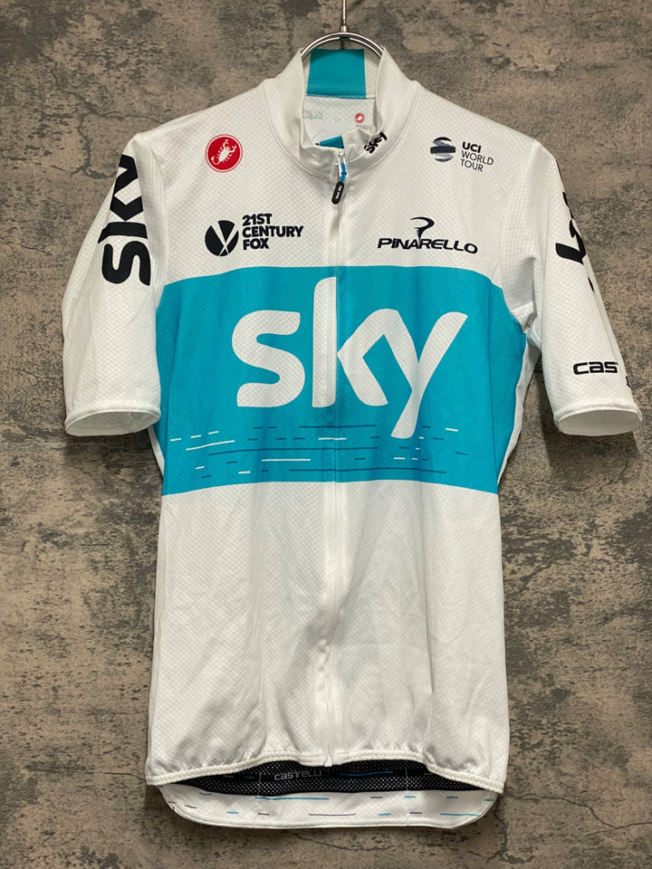 KG336 カステリ CASTELLI 半袖 サイクルジャージ 白 水色 S TEAM Sky