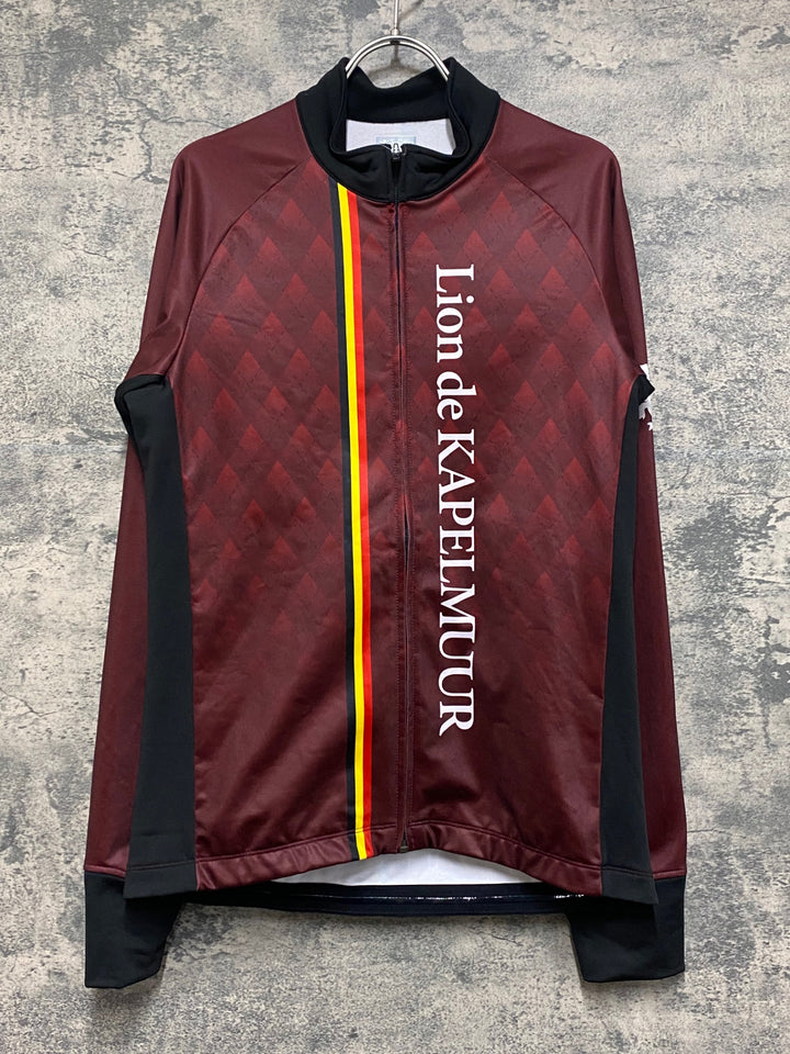 JO624 リオンドカペルミュール Lion de KAPELMUUR 長袖 サイクルジャージ バーガンディ チェック L 裏起毛