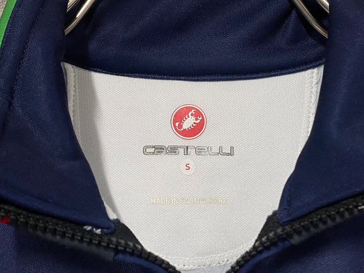 KK579 カステリ CASTELLI 長袖 サイクルジャージ 紺 S 裏起毛 ※動物の毛
