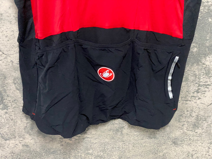 JT048 カステリ CASTELLI 半袖サイクルジャージ 黒赤 3XL