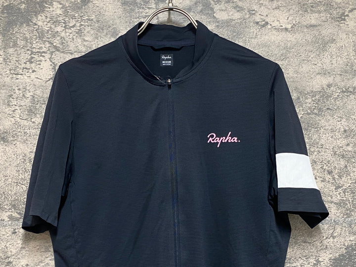 KF216 ラファ Rapha CLASSIC FLYWEIGHT JERSEY 半袖 サイクルジャージ 黒 M ※穴空きのためジャンク