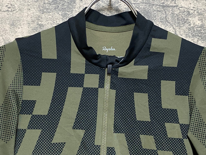JQ502 ラファ Rapha PRO TEAM MIDWEIGHT JERSEY AERO BLOCK 半袖 サイクルジャージ 緑黒 S