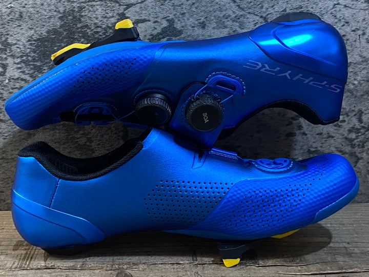 JY607 シマノ SHIMANO S-PHYRE RC9 SHRC902M B01 S ビンディングシューズ 3穴 BOA Li2 青 EU41 ※インソール欠品