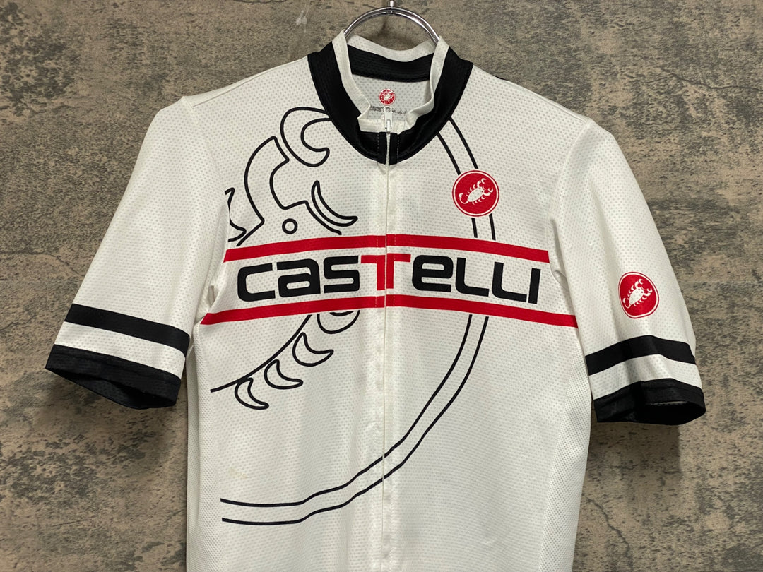JV204 カステリ CASTELLI 半袖 サイクルジャージ グレー 白 S