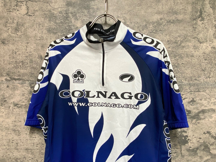 KF485 コルナゴ COLNAGO ハーフジップ 半袖 サイクルジャージ 白 青 サイズ不明