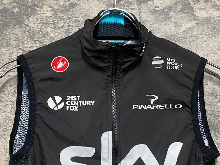 JK743 カステリ CASTELLI サイクルベスト ジレ 黒 S TEAM Sky