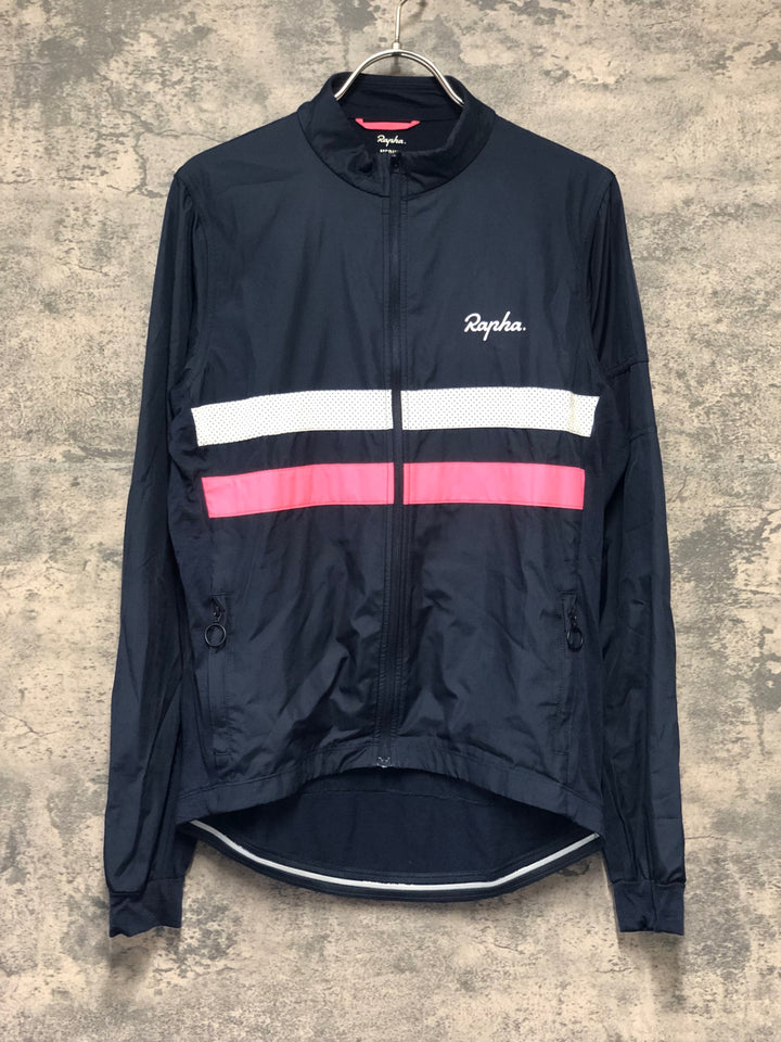 KK082 ラファ RAPHA LONG SLEEVE BREVET WINDBLOCK JERSEY 長袖 サイクルジャージ 濃紺 M