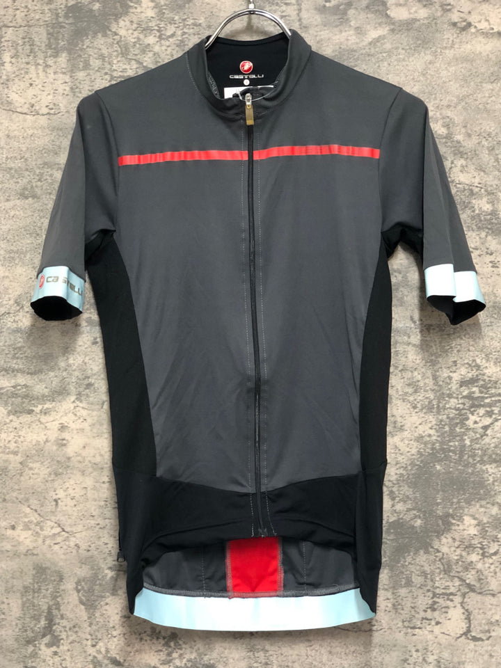 KD848 カステリ CASTELLI 半袖 サイクルジャージ グレー S ※ロゴひび割れ