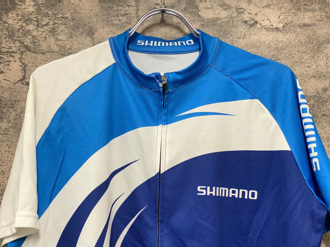 KB077 シマノ SHIMANO 半袖 サイクルジャージ 白 青 L