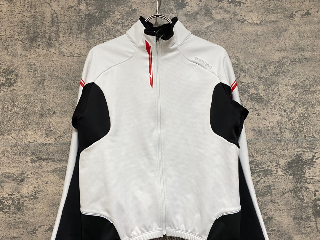 JP694 シマノ SHIMANO 長袖 サイクルジャケット 白 黒 M 裏起毛