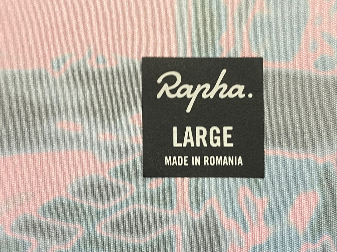 KO142 ラファ Rapha PRO TEAM TRAINING JERSEY 半袖 サイクルジャージ ピンク 黒 総柄 L EF