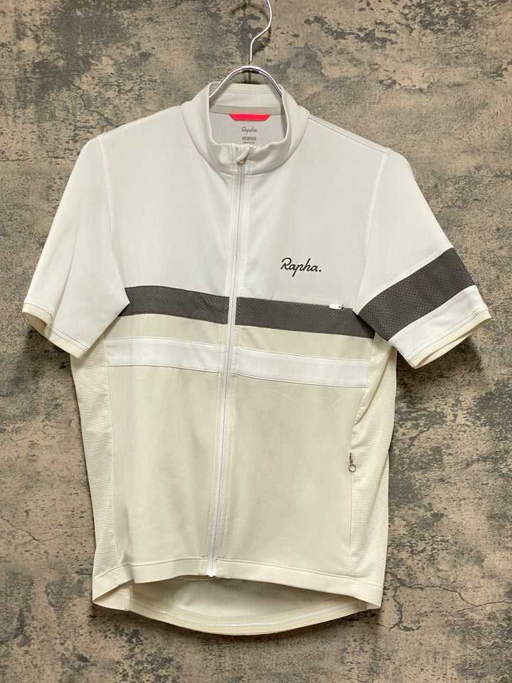 KJ278 ラファ Rapha BREVET LIGHTWEIGHT JERSEY 半袖 サイクルジャージ 白 M