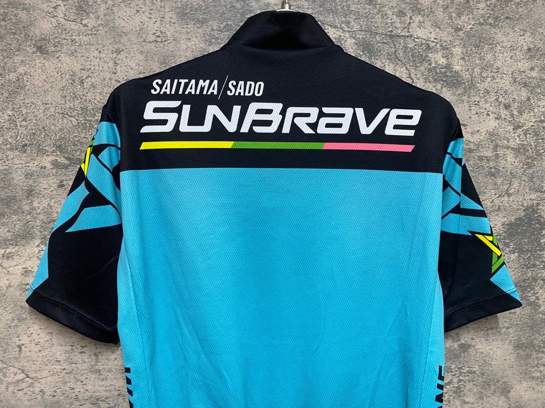 JS445 ウェイブワン WAVE ONE 半袖 サイクルジャージ 黒 ターコイズ M サンブレイブ 黒※スレ