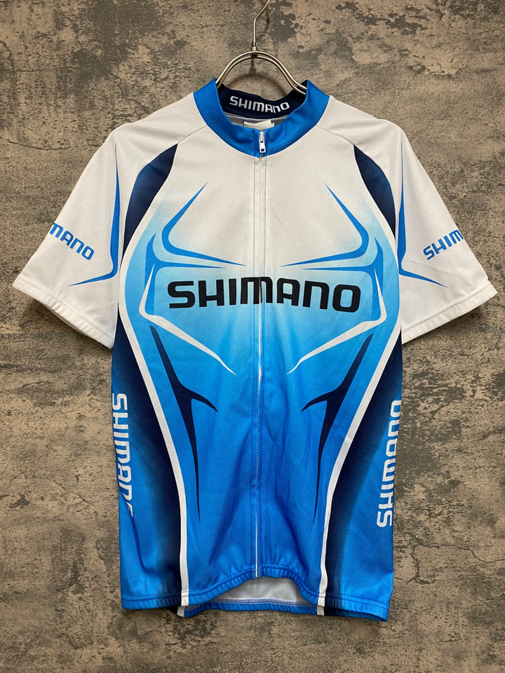 JO315 シマノ SHIMANO 半袖 サイクルジャージ 白 青 L