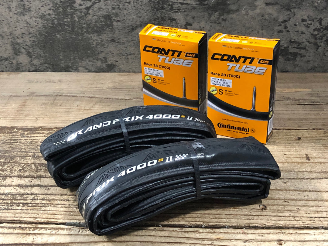 KP669 コンチネンタル Continental GRAND PRIX 4000S2 クリンチャータイヤ 700x25C 2本セット チューブ込み