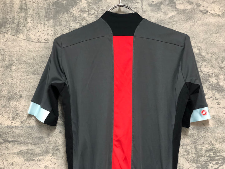 KD848 カステリ CASTELLI 半袖 サイクルジャージ グレー S ※ロゴひび割れ