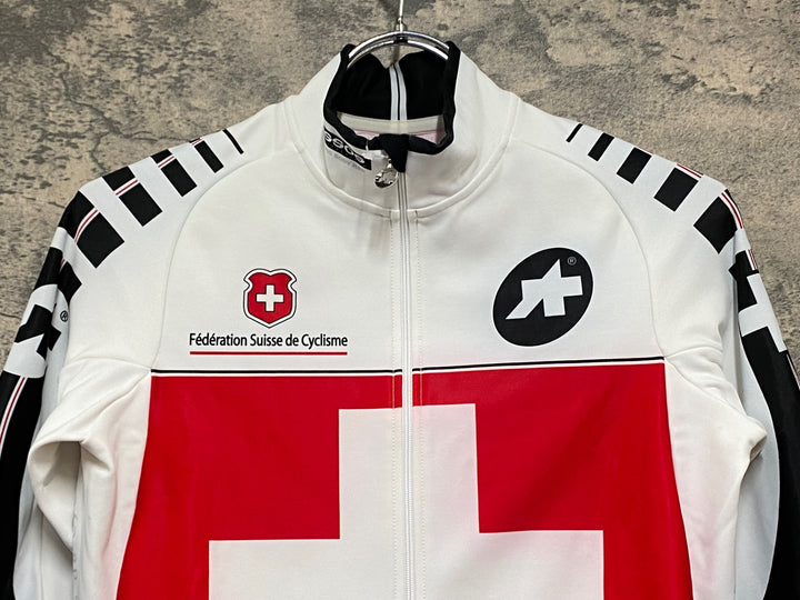 KR246 アソス assos 長袖 サイクルジャージ 白 赤 S 裏起毛