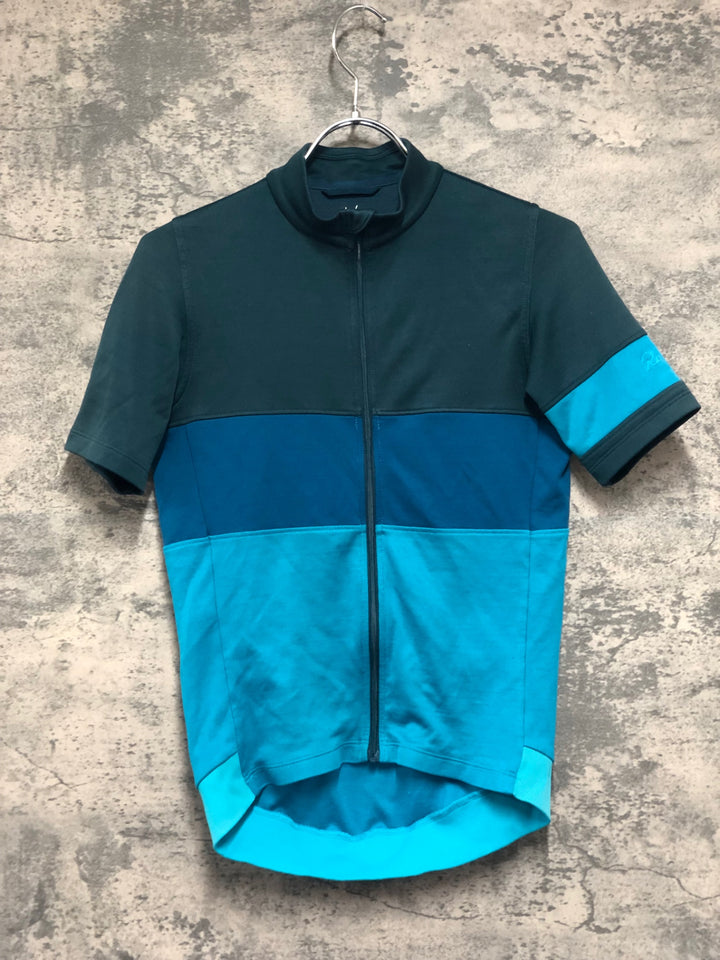 JV072 ラファ Rapha SHORT SLEEVE TRICOLOUR JERSEY 半袖 深緑 ターコイズ XS