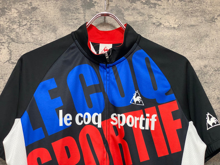 JZ907 ルコックスポルティフ le coq sportif QC-741471 半袖 サイクルジャージ 黒 白 L