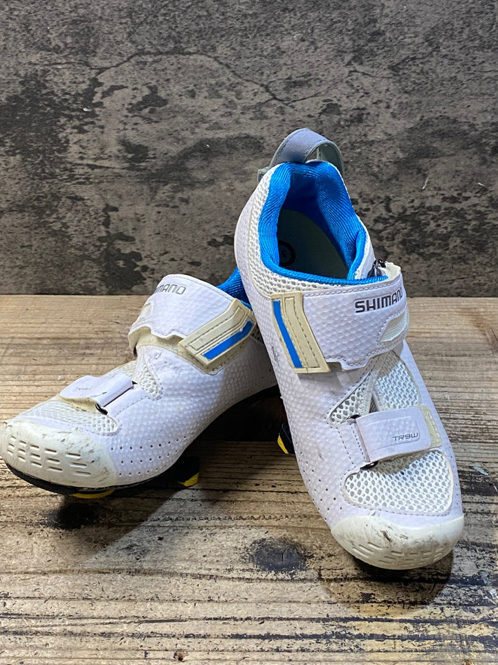 KC367 シマノ SHIMANO TR9 SH-TR900W W ビンディングシューズ SPD-SL 白 レディース EU38 ※ガリ傷