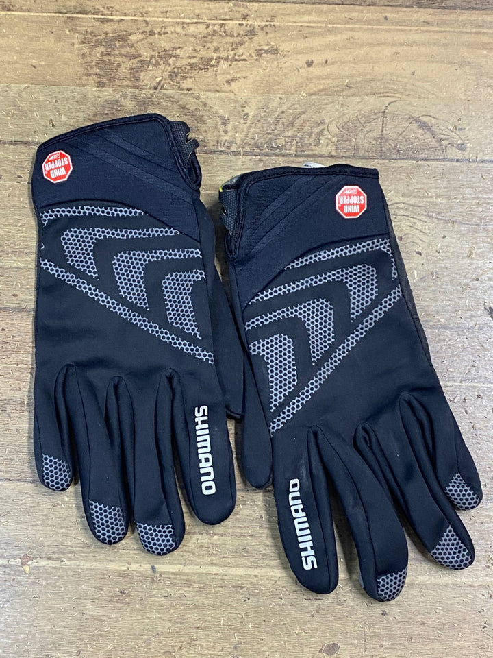 KC600 シマノ SHIMANO 長指グローブ 黒 S WIND STOPPER スレあり