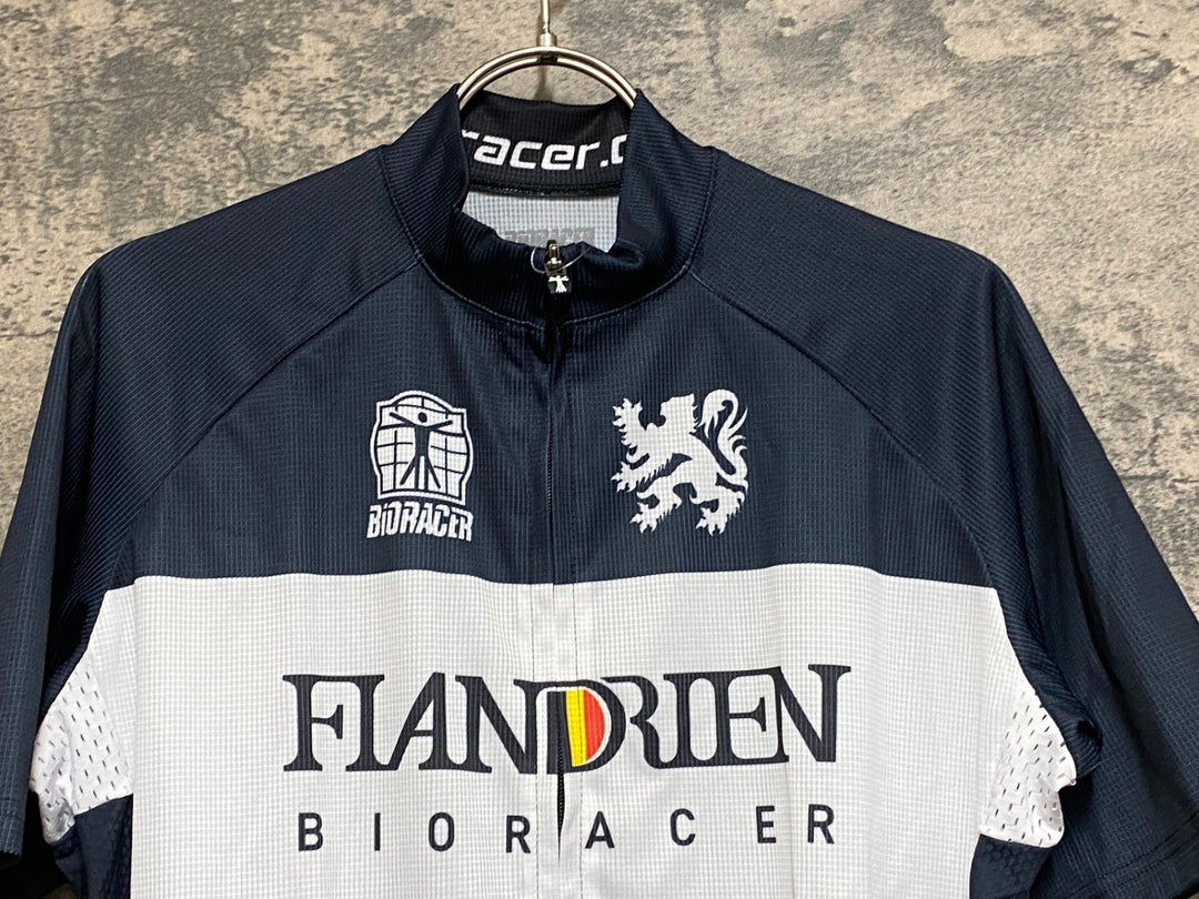 JS085 ビオレーサー BIORACER 半袖 サイクルジャージ グレー 白 4/L FLANDRIEN