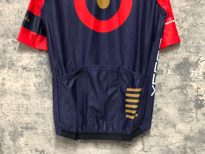 KK139 ラファ Rapha WIGGINS PRO TEAM MID WEIGHT JERSEY 半袖 サイクルジャージ 紺 赤 S