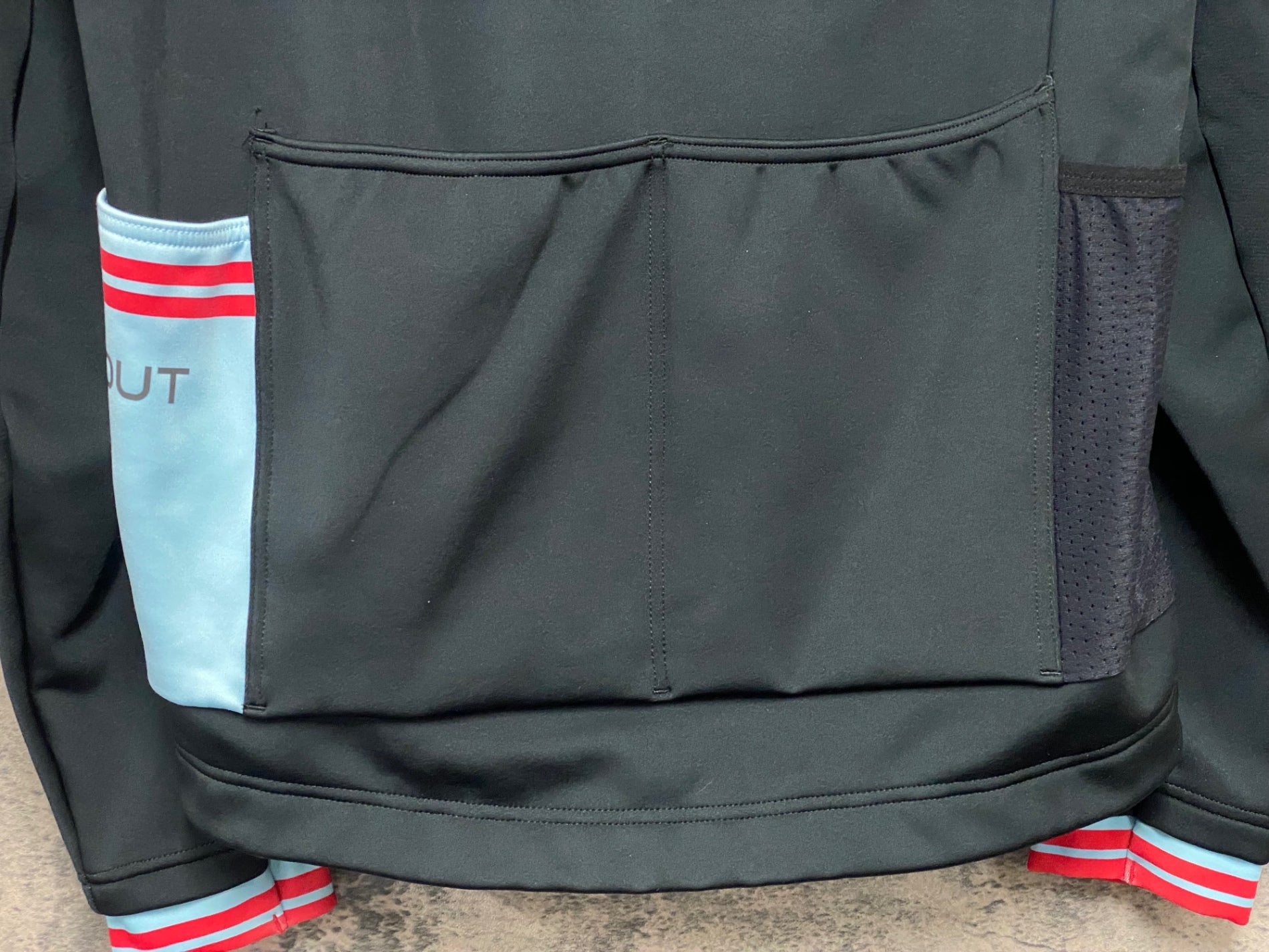 JU772 ドットアウト DOTOUT 長袖 サイクルジャージ 裏起毛 黒水色 L