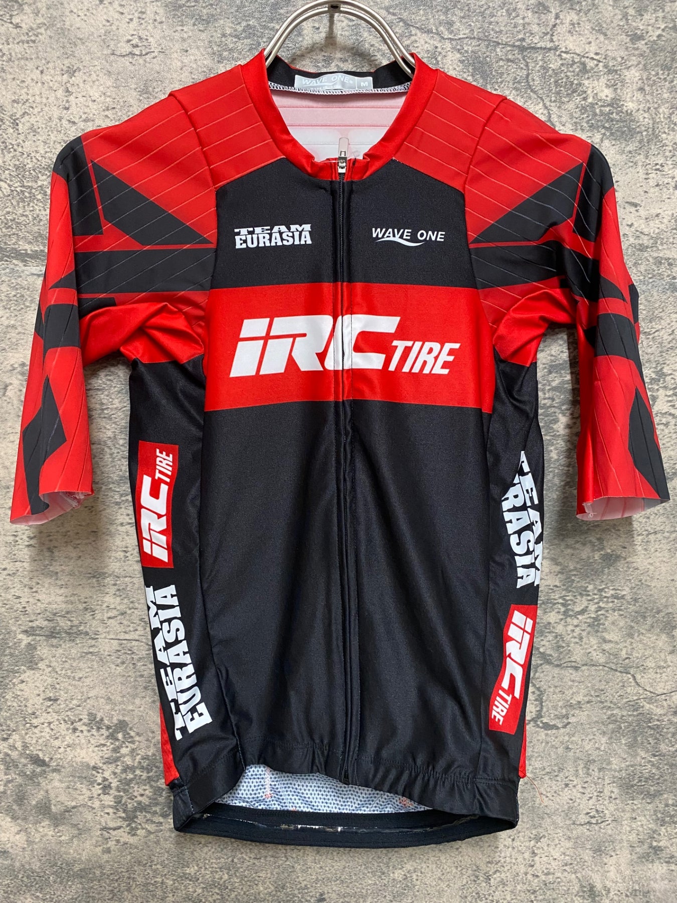 JS444 ウェイブワン WAVE ONE 半袖 サイクルジャージ 赤 黒 M Team