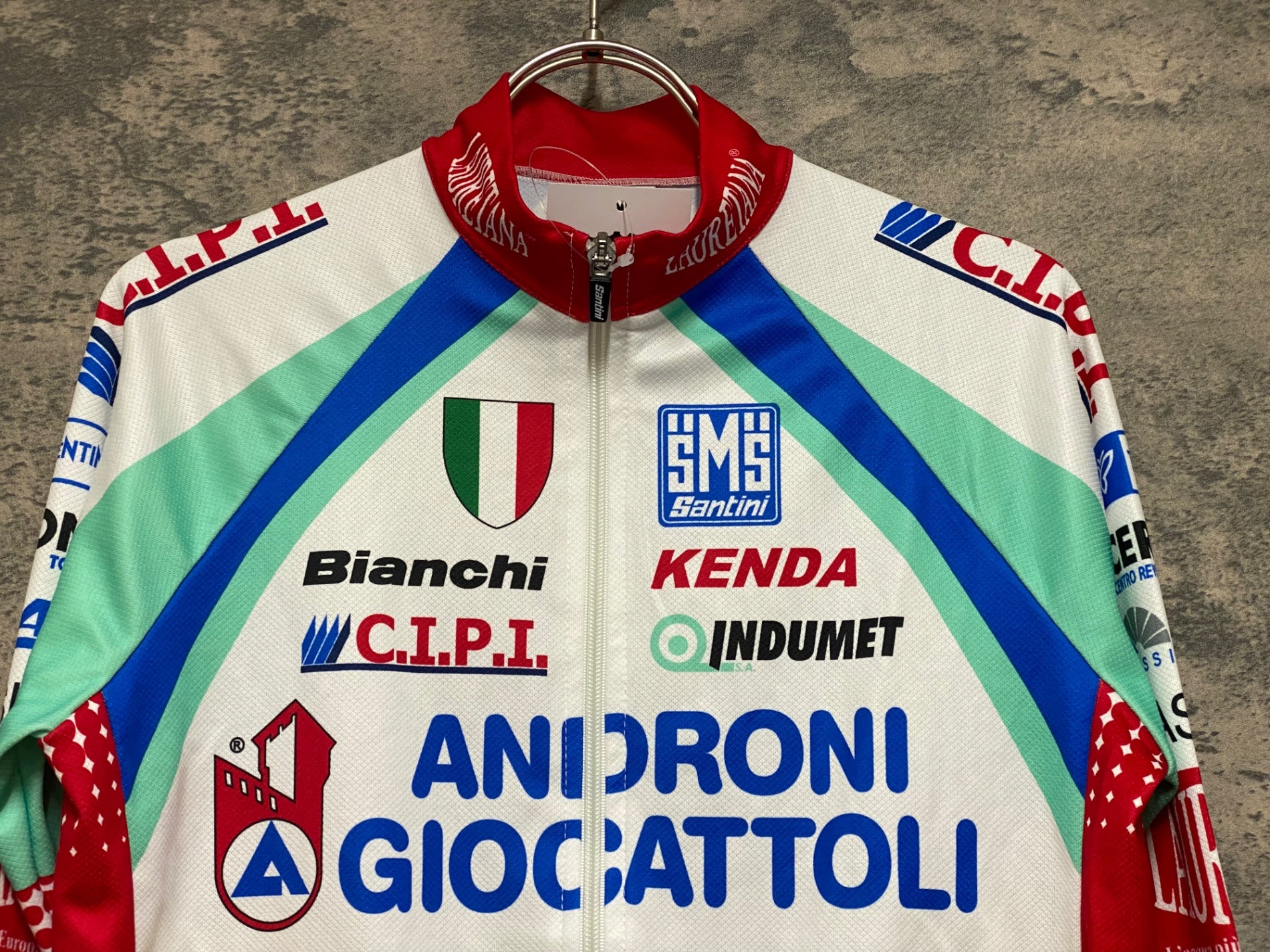 JS439 サンティーニ Santini 長袖 サイクルジャージ 白 M VENEZUELA