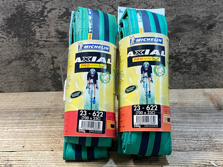 JZ341 ミシュラン MICHELIN AXIAL PRO WINTER クリンチャー タイヤ 700x23C チェレステカラー 2本セット