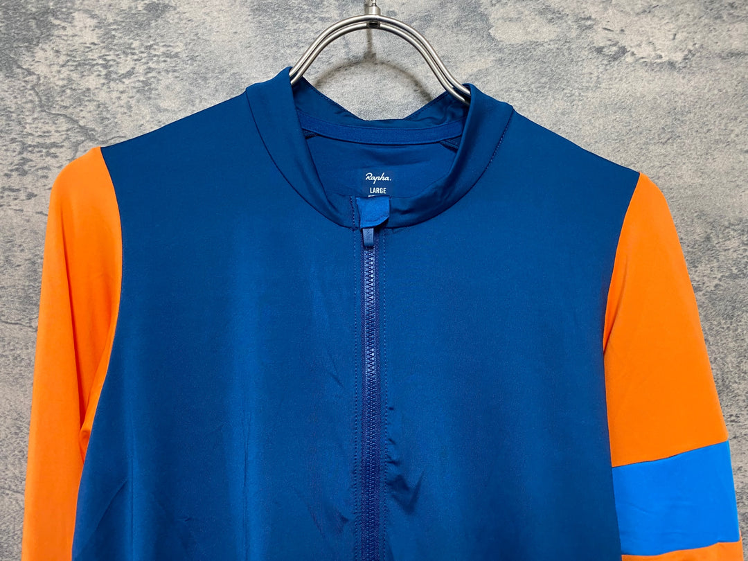 JM809 ラファ Rapha PRO TEAM LONG SLEEVE TRAINING JERSEY 長袖 サイクルジャージ 青 オレンジ L