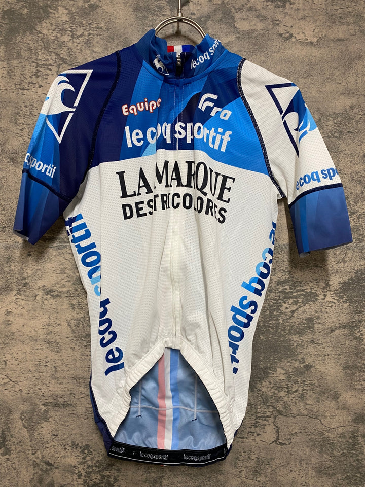 JP447 ルコックスポルティフ LE COQ SPORTIF 半袖 メッシュ サイクルジャージ 青 白 M