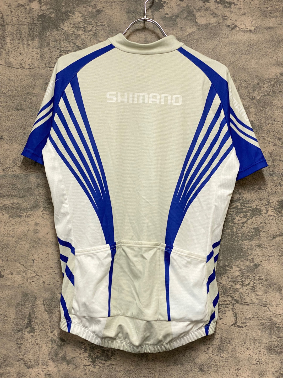 KB076 シマノ SHIMANO 半袖 サイクルジャージ 白 青 L
