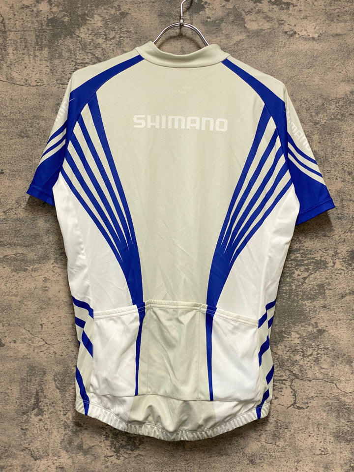 KB076 シマノ SHIMANO 半袖 サイクルジャージ 白 青 L