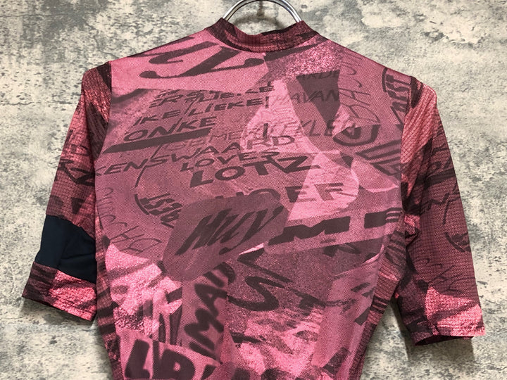 KE083 ラファ Rapha PRO TEAM FLYWEIGHT JERSEY ROAD GRAFFITI 半袖 サイクルジャージ ピンク 黒 XS