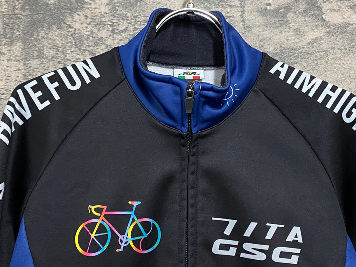 JV932 ジェッセージ GSG 長袖 サイクルジャージ L 黒 紺 裏起毛