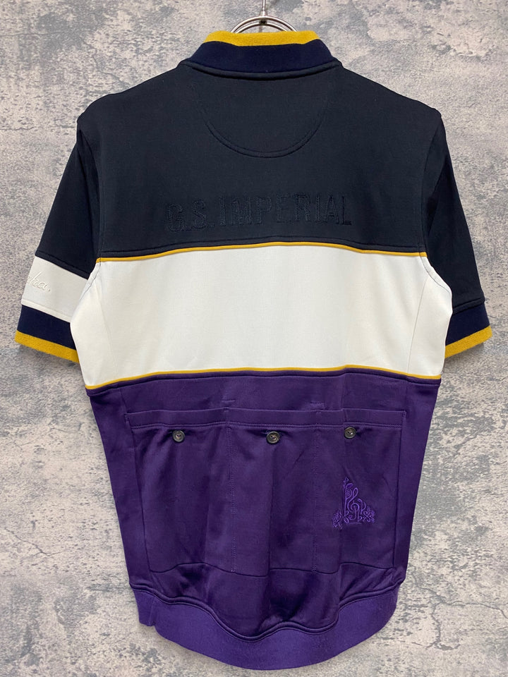 KC384 ラファ Rapha IMPERIAL WORKS TRICOLOUR JERSEY 半袖 サイクルジャージ 黒 白 紫 S