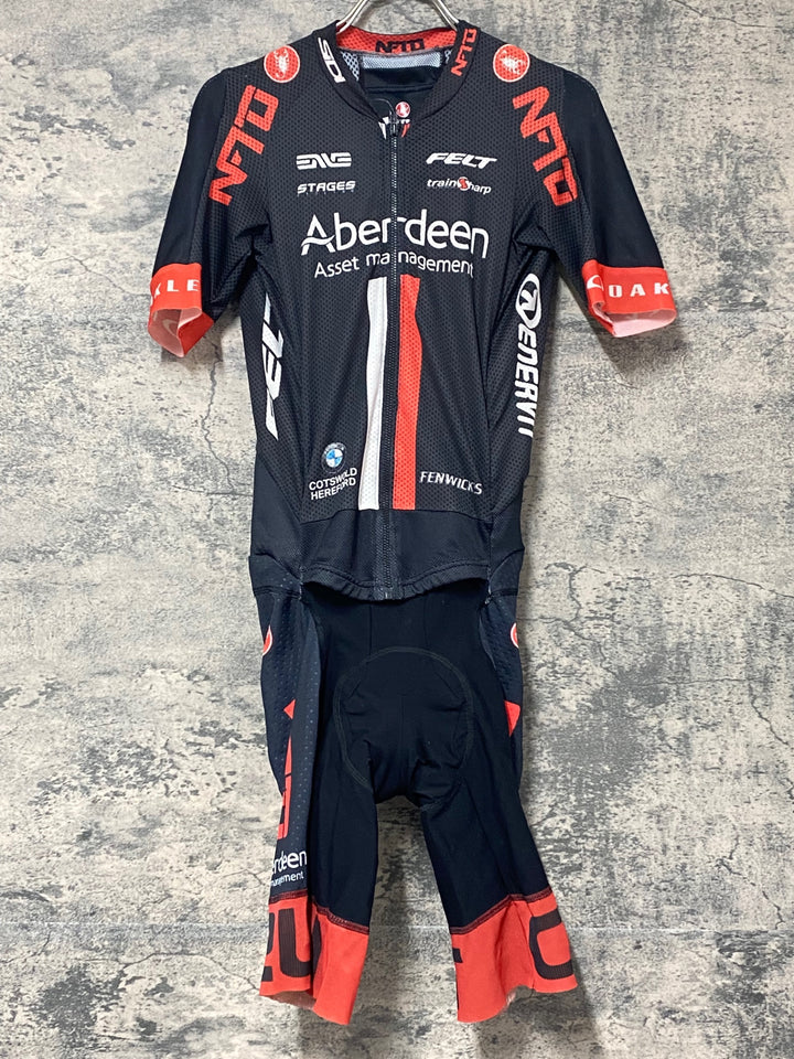 KK554 カステリ CASTELLI 半袖 ワンピース 黒 S NFTO ※スレ大、背面ポケット穴あきのためジャンク