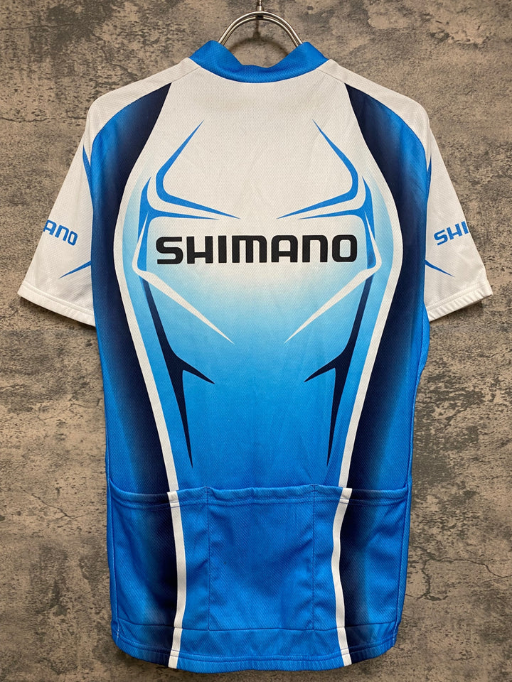 JO314 シマノ SHIMANO 半袖 サイクルジャージ 白 青 L