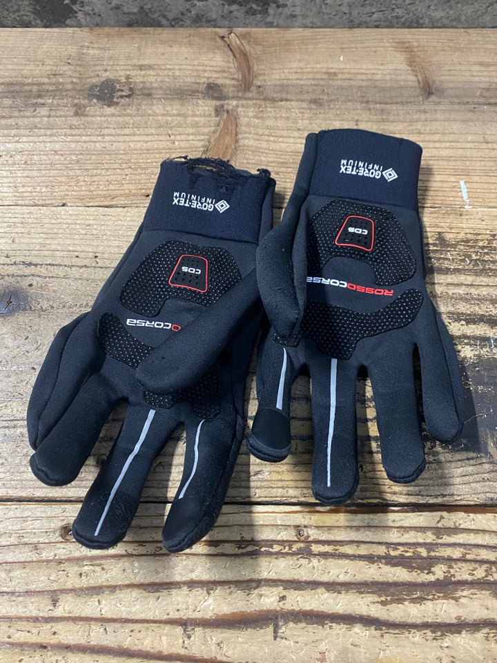 KP322 カステリ CASTELLI perfetto ROSSOCORSA GORE-TEX 長指 グローブ 黒 L 裏起毛 ※破れ