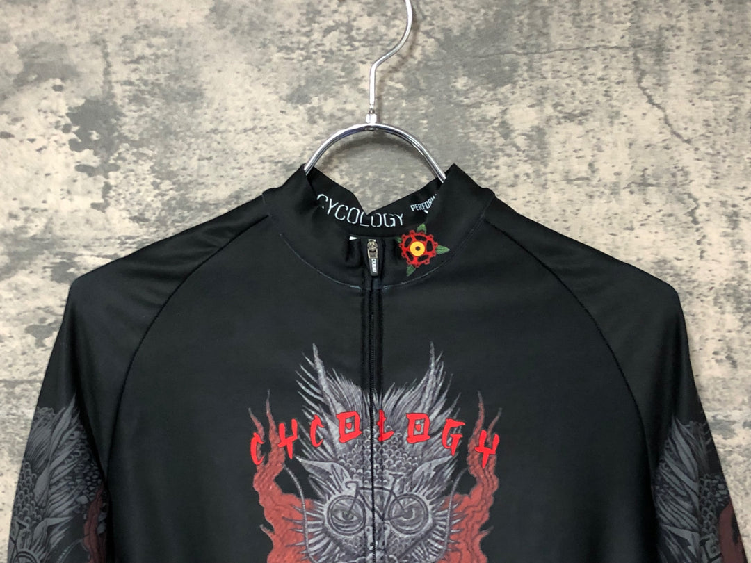 JF786 サイコロジー CYCOLOGY 長袖 サイクルジャージ 黒 ドラゴン XS