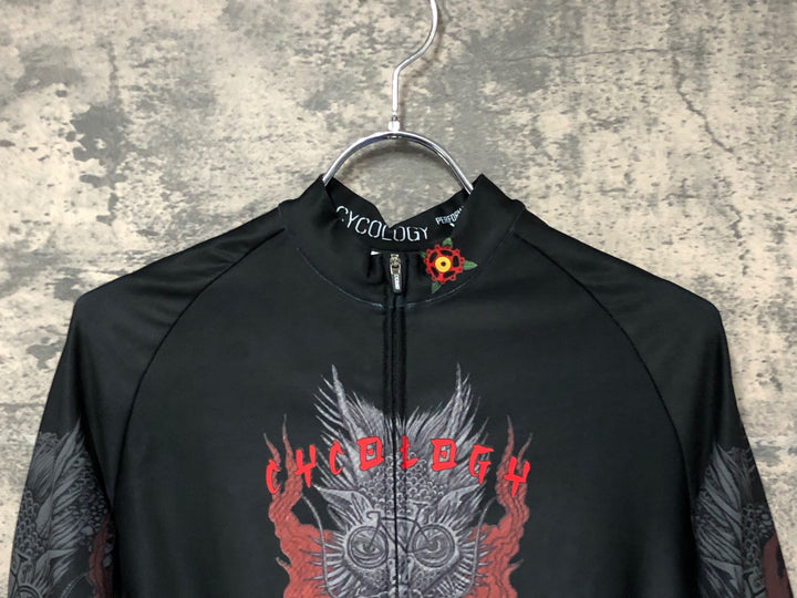 JF786 サイコロジー CYCOLOGY 長袖 サイクルジャージ 黒 ドラゴン XS