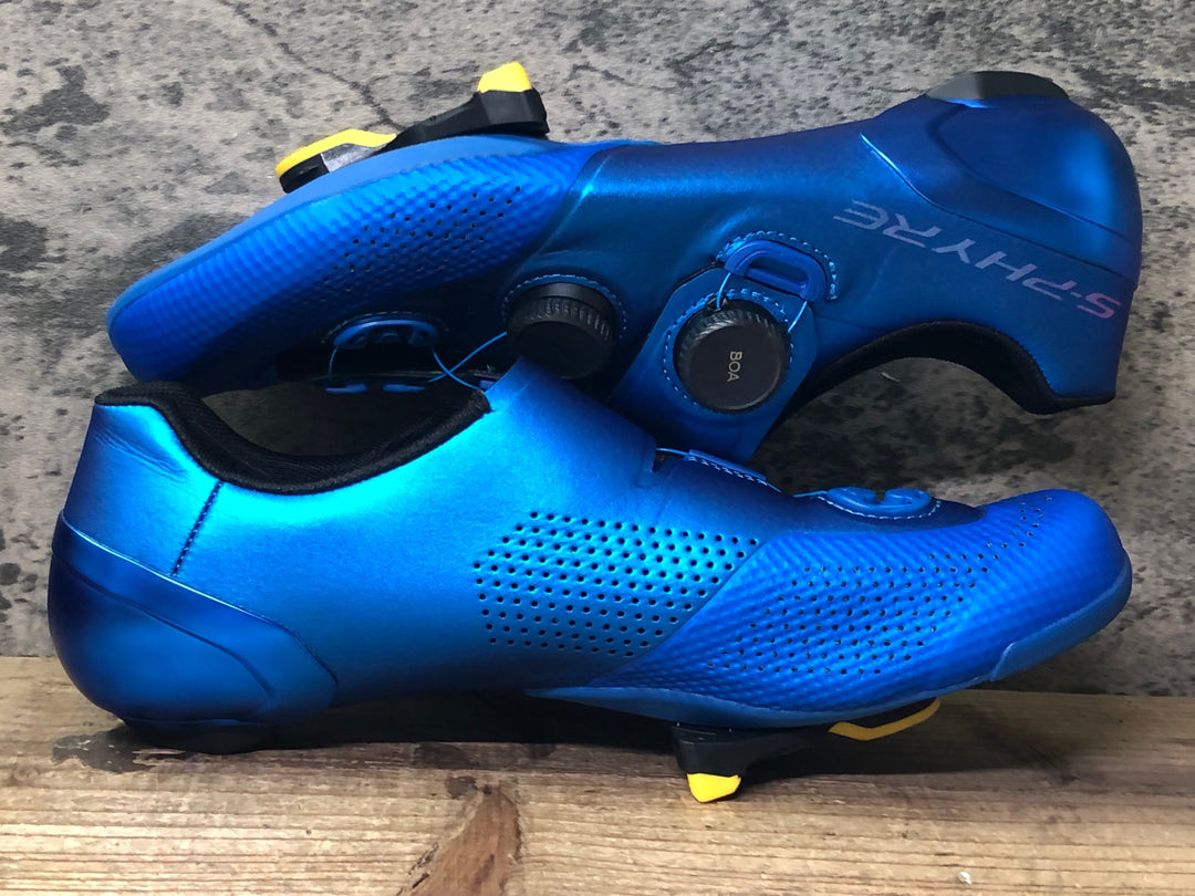 JP256 シマノ SHIMANO S-PHYRE SHRC902M ビンディングシューズ SPD-SL 青 EU41.5
